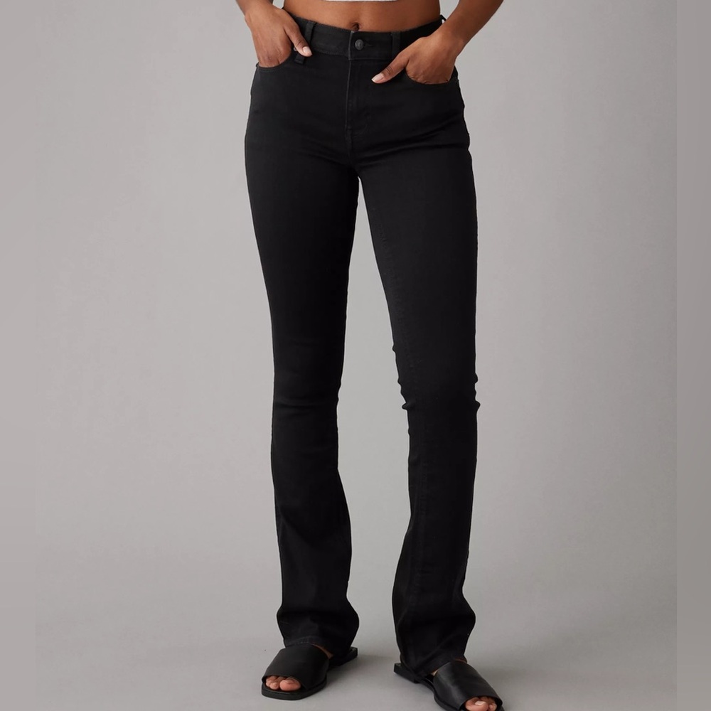 American Eagle skinny kick flare bootcut high waisted black jeans with seam